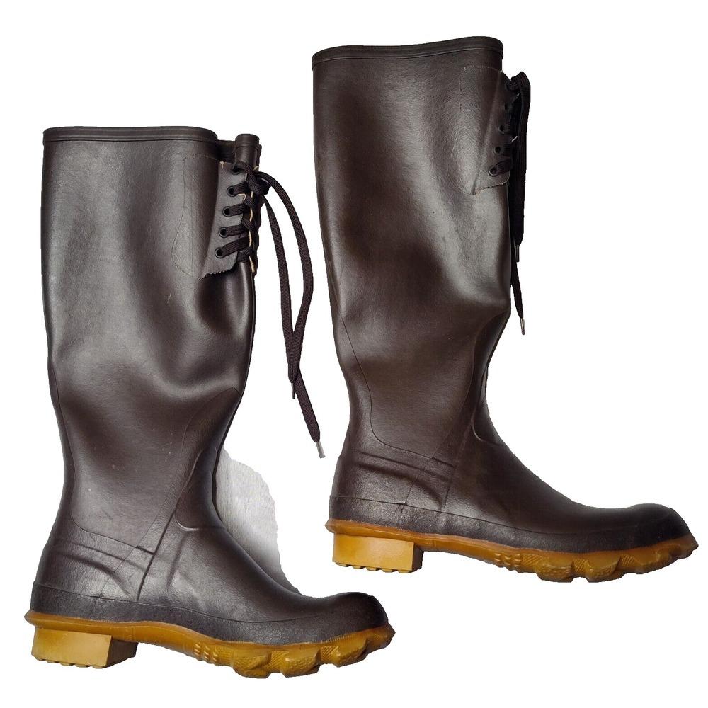 VTG Cabelas Men Size 7 Steel Shank Waterproof Rain Brown Boots Made In USA